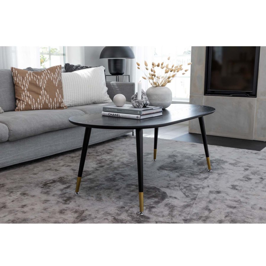 VENTURE DESIGN Dipp Couchtisch, oval – schwarzes MDF und Metall (120x60)