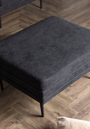 VENTURE DESIGN Boom Pouf, rechteckig – schwarzes Polyestergewebe und Stahl (90x70)