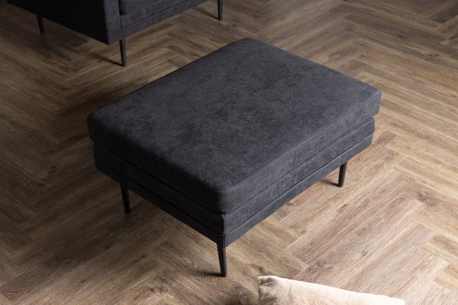 VENTURE DESIGN Boom Pouf, rechteckig – schwarzes Polyestergewebe und Stahl (90x70)