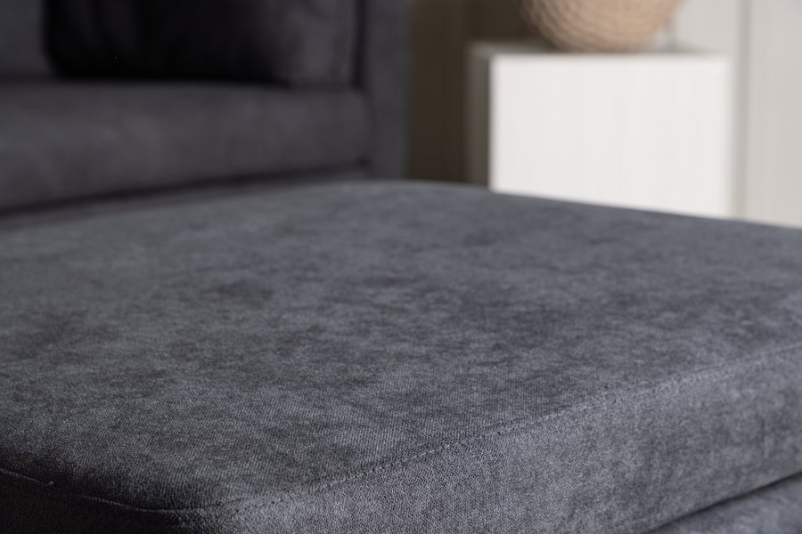 VENTURE DESIGN Boom Pouf, rechteckig – schwarzes Polyestergewebe und Stahl (90x70)