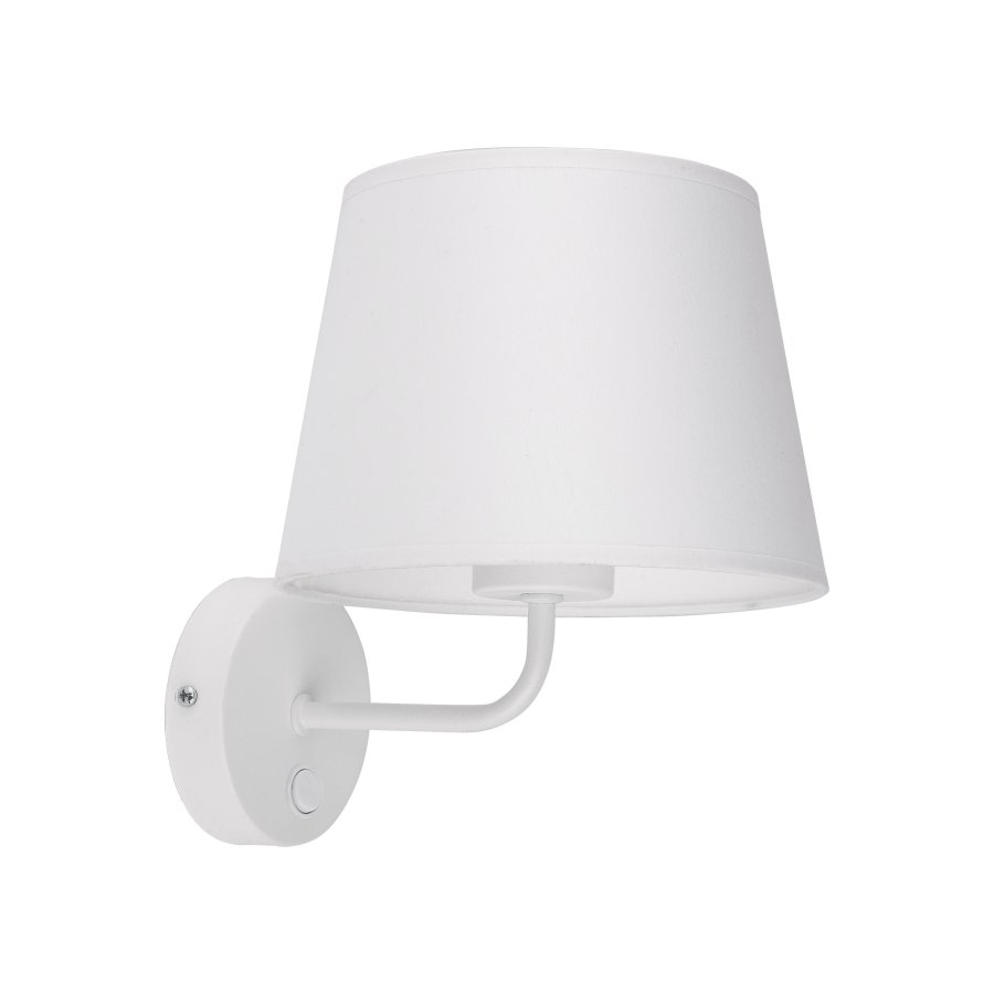 TK Maja vegglampe - hvitt stoff og hvitt metall