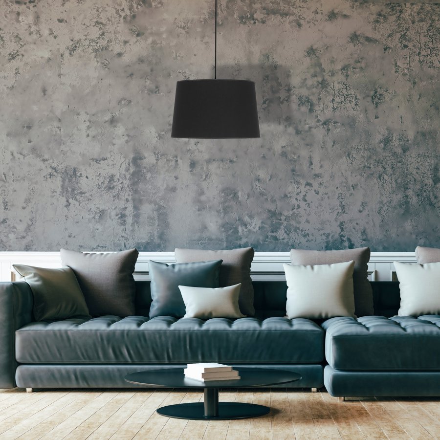 TK Maja taklampe - sort stoff og sort plast