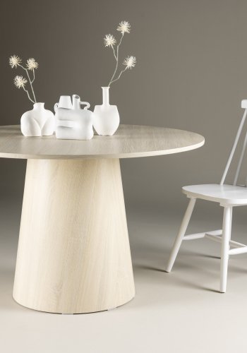 VENTURE DESIGN Lanzo spisebord, rundt - hvitkalket MDF (120)