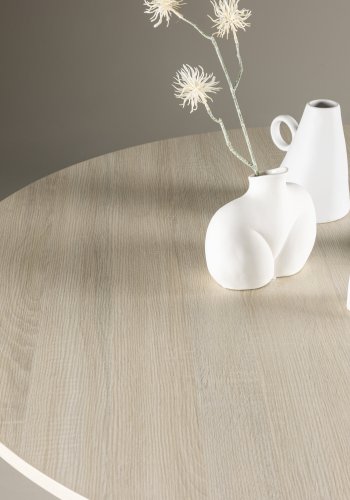 VENTURE DESIGN Lanzo spisebord, rundt - hvitkalket MDF (120)