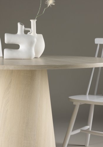VENTURE DESIGN Lanzo spisebord, rundt - hvitkalket MDF (120)