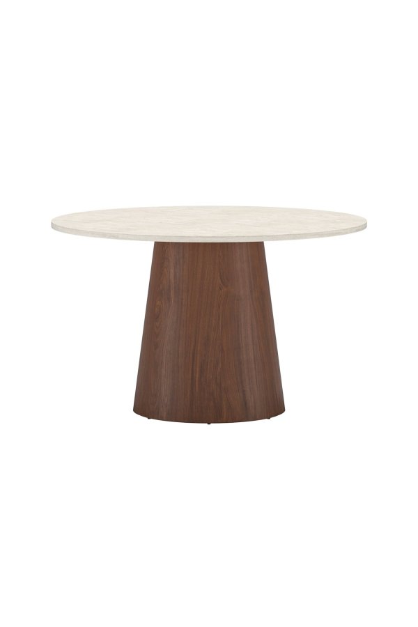 VENTURE HOME Lanzo spisebord, rund - travertinlook og mocca MDF med 3D-papir (�120)