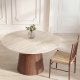 VENTURE HOME Lanzo spisebord, rund - travertinlook og mocca MDF med 3D-papir (�120)