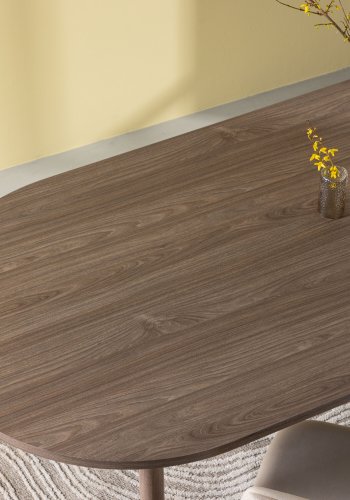 VENTURE DESIGN Andy spisebord, ovalt - naturlig MDF og stl (180x75)