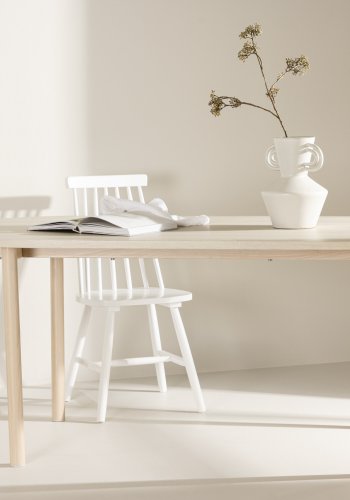 VENTURE DESIGN Andy spisebord, ovalt - hvitkalket MDF og stl (90x180)