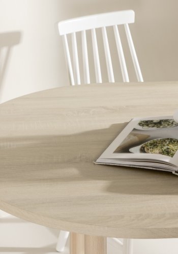 VENTURE DESIGN Andy spisebord, ovalt - hvitkalket MDF og stl (90x180)