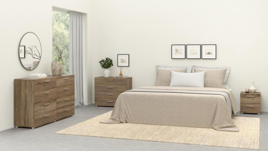 TVILUM Pepe Doppelkommode mit 8 Schubladen - Trüffelfolie und Kunststoff