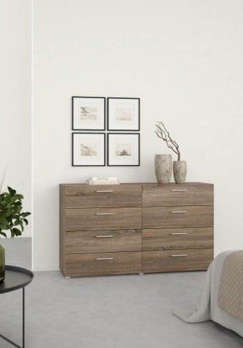 TVILUM Pepe Doppelkommode mit 8 Schubladen - Trüffelfolie und Kunststoff