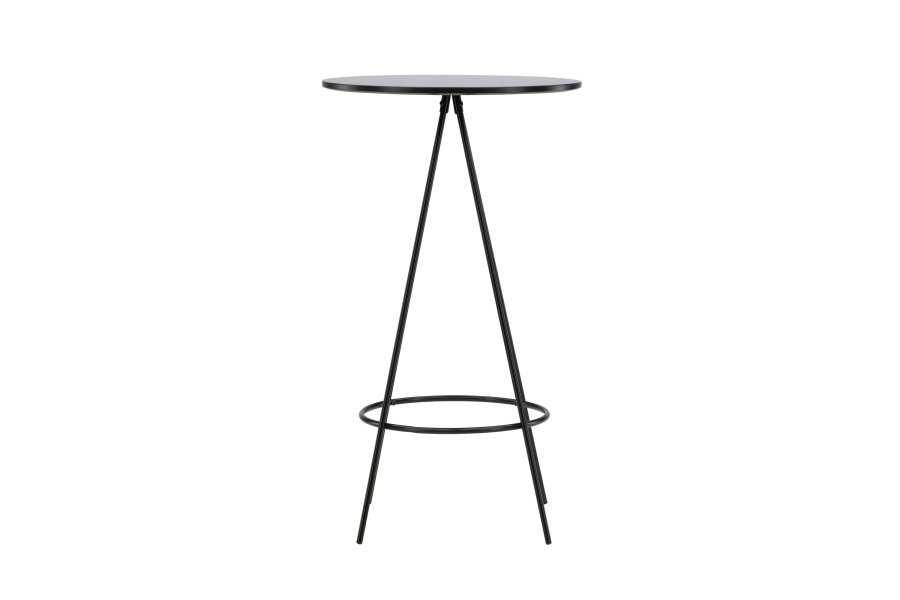VENTURE DESIGN Bistro barbord, m. fodsttte, rund - sort finr og sort metal (60)