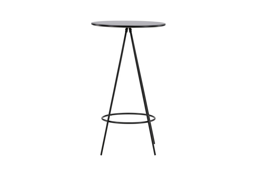 VENTURE DESIGN Bistro barbord, m. fodsttte, rund - sort finr og sort metal (60)