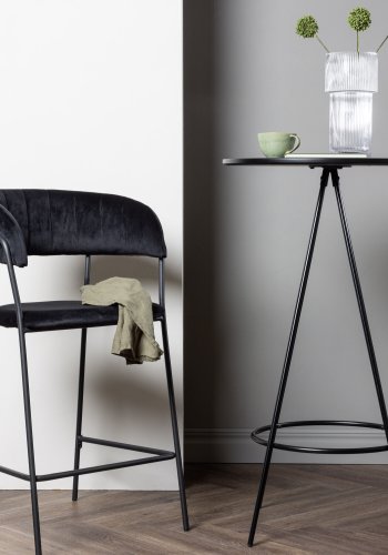 VENTURE DESIGN Bistro barbord, m. fodsttte, rund - sort finr og sort metal (60)