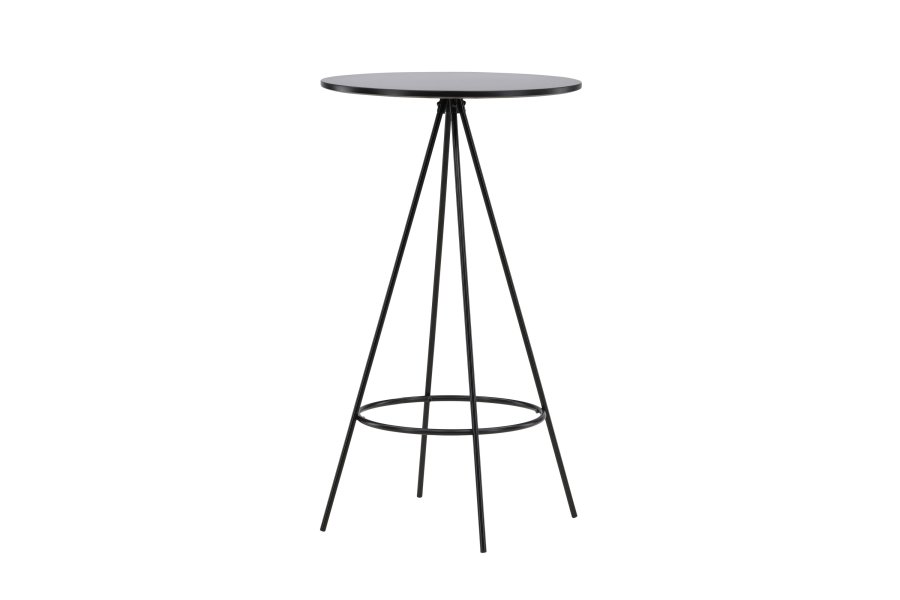 VENTURE DESIGN Bistro barbord, m. fodsttte, rund - sort finr og sort metal (60)
