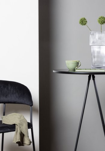 VENTURE DESIGN Bistro barbord, m. fodsttte, rund - sort finr og sort metal (60)