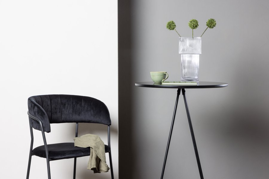 VENTURE DESIGN Bistro barbord, m. fodsttte, rund - sort finr og sort metal (60)
