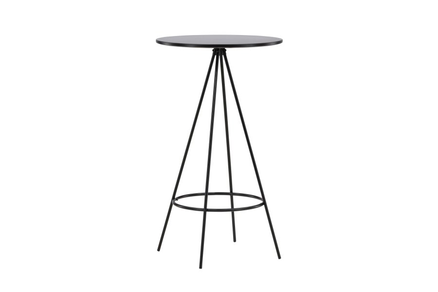 VENTURE DESIGN Bistro barbord, m. fodsttte, rund - sort finr og sort metal (60)