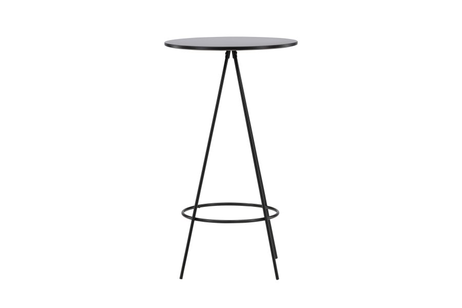 VENTURE DESIGN Bistro barbord, m. fodsttte, rund - sort finr og sort metal (60)