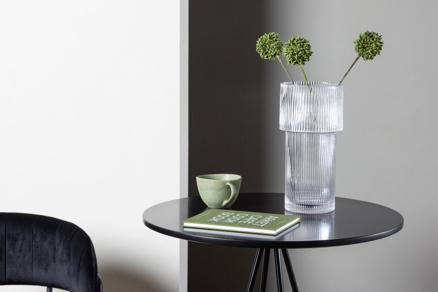 VENTURE DESIGN Bistro barbord, m. fodsttte, rund - sort finr og sort metal (60)