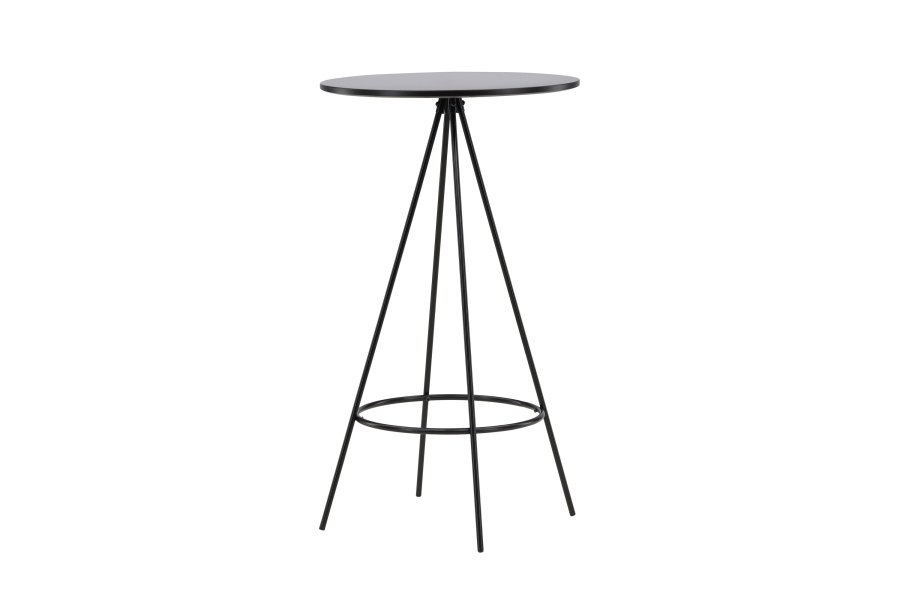 VENTURE DESIGN Bistro barbord, m. fodsttte, rund - sort finr og sort metal (60)