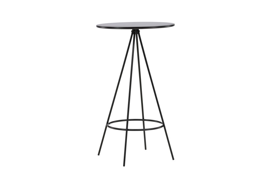 VENTURE DESIGN Bistro barbord, m. fodsttte, rund - sort finr og sort metal (60)