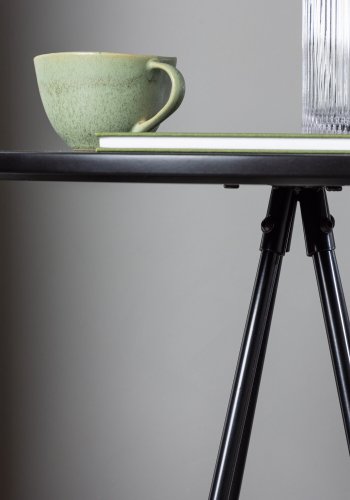 VENTURE DESIGN Bistro barbord, m. fodsttte, rund - sort finr og sort metal (60)