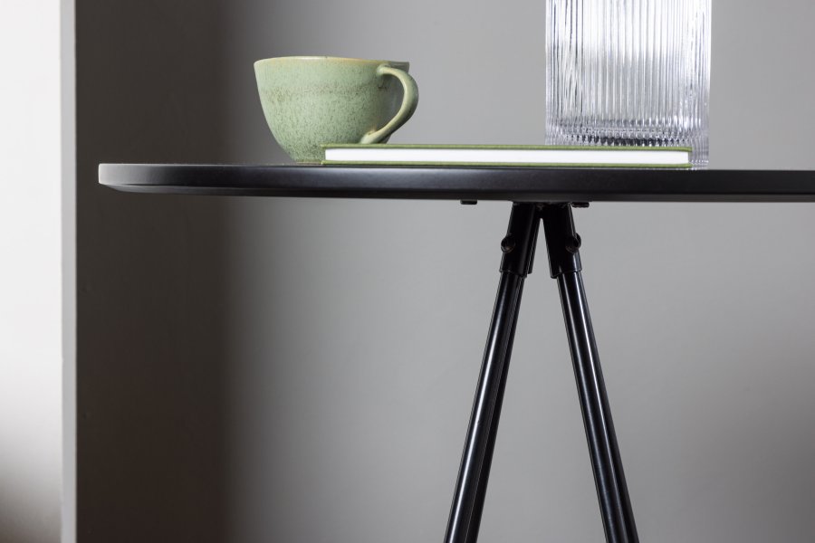 VENTURE DESIGN Bistro barbord, m. fodsttte, rund - sort finr og sort metal (60)