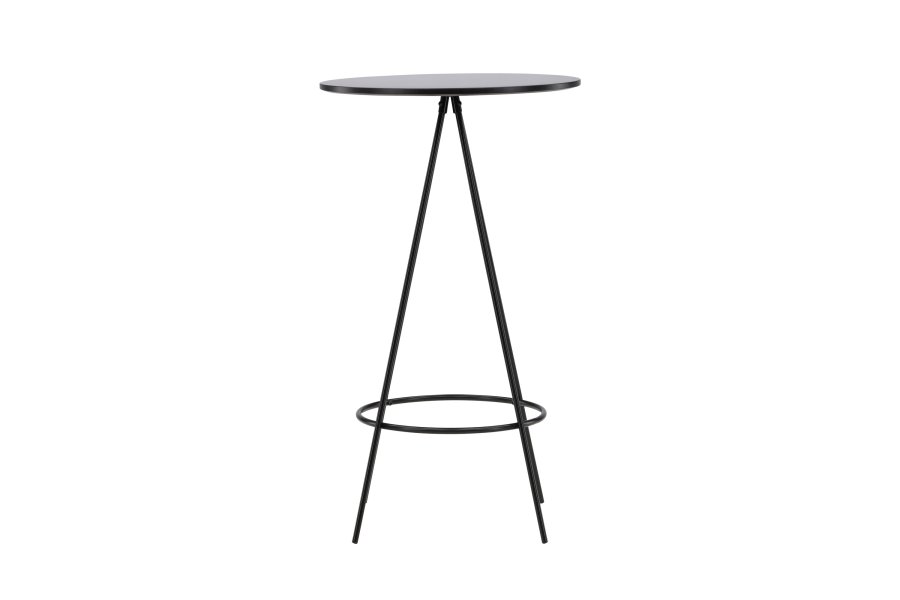 VENTURE DESIGN Bistro barbord, m. fodsttte, rund - sort finr og sort metal (60)