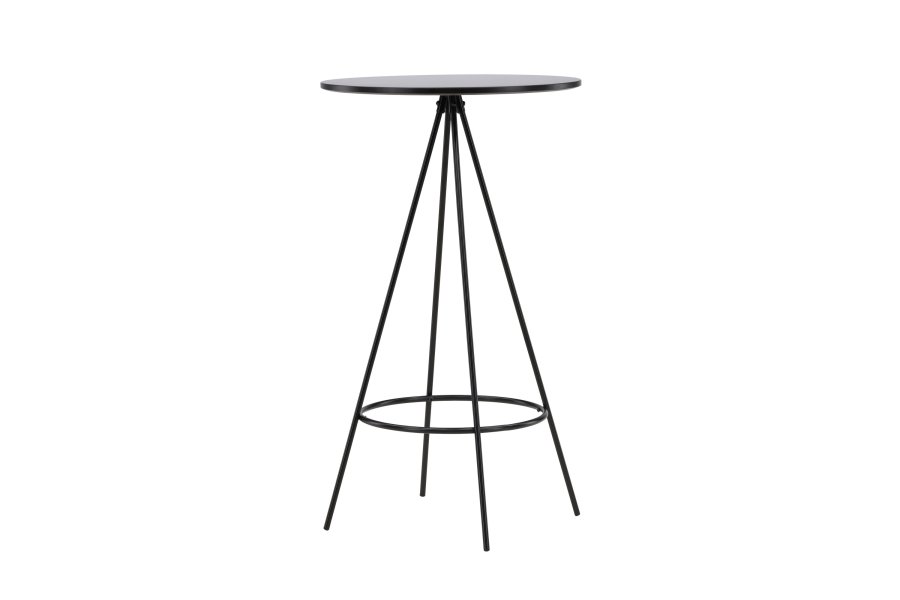 VENTURE DESIGN Bistro barbord, m. fodsttte, rund - sort finr og sort metal (60)