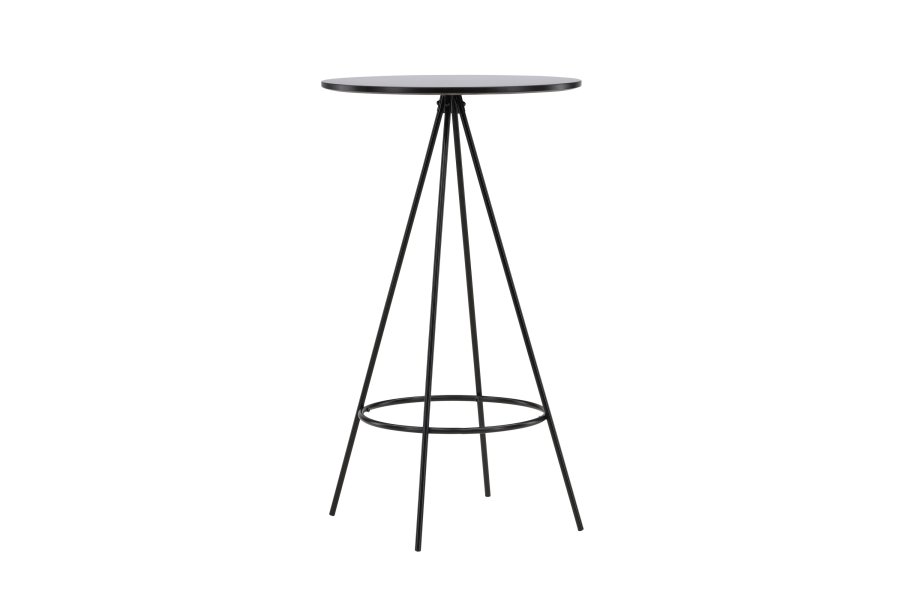 VENTURE DESIGN Bistro barbord, m. fodsttte, rund - sort finr og sort metal (60)
