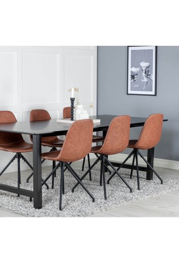 VENTURE DESIGN Polar spisestuestol med svingfunksjon - brun PU og sort metall