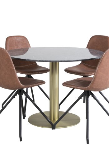 VENTURE DESIGN Polar spisestuestol med svingfunksjon - brun PU og sort metall