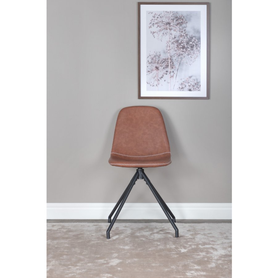 VENTURE DESIGN Polar spisestuestol med svingfunksjon - brun PU og sort metall