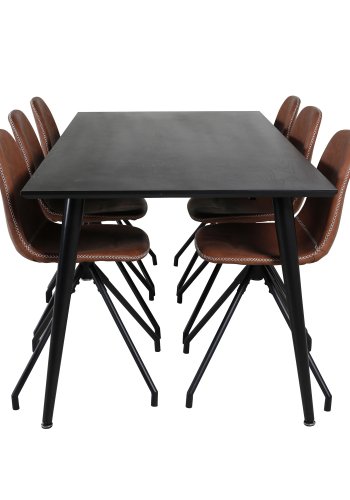 VENTURE DESIGN Polar spisestuestol med svingfunksjon - brun PU og sort metall