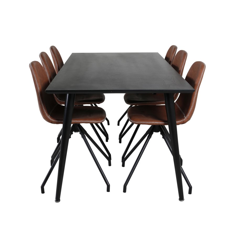 VENTURE DESIGN Polar spisestuestol med svingfunksjon - brun PU og sort metall