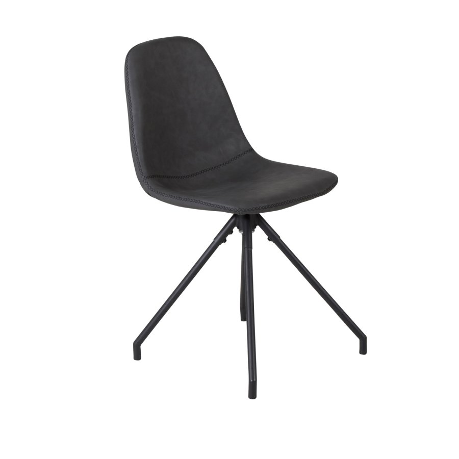 VENTURE DESIGN Polar spisebordsstol, med svingfunksjon - sort PU og sort metall