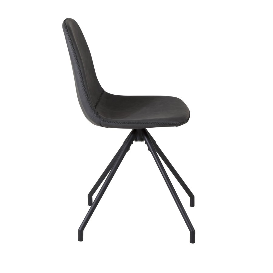 VENTURE DESIGN Polar spisebordsstol, med svingfunksjon - sort PU og sort metall
