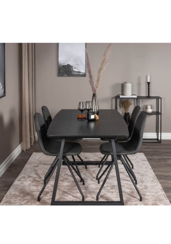 VENTURE DESIGN Polar spisebordsstol, med svingfunksjon - sort PU og sort metall