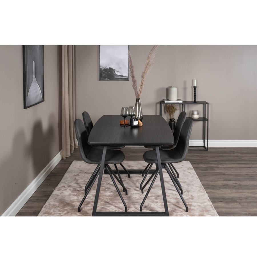 VENTURE DESIGN Polar spisebordsstol, med svingfunksjon - sort PU og sort metall