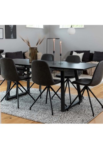 VENTURE DESIGN Polar spisebordsstol, med svingfunksjon - sort PU og sort metall
