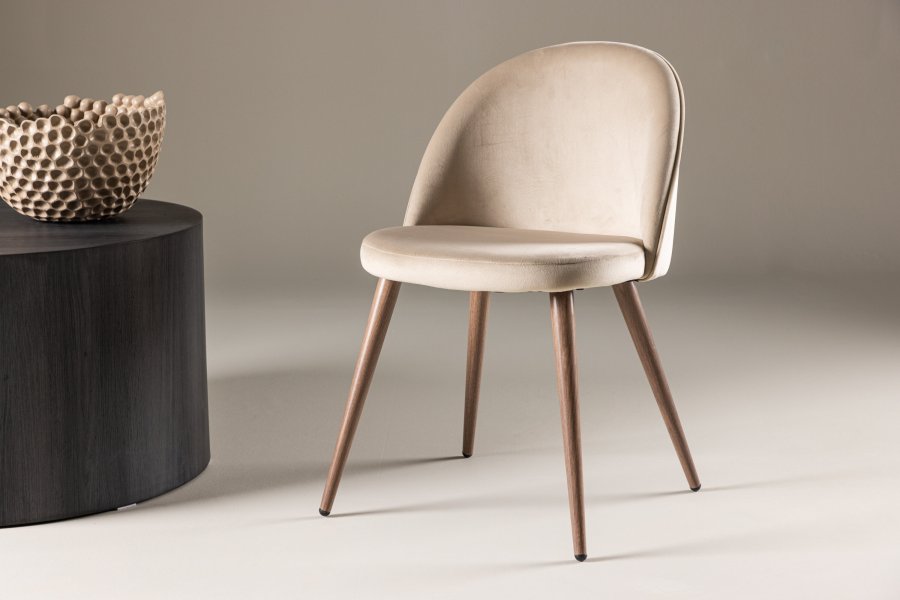 VENTURE DESIGN Matstol i sammet - beige polyestersammet och stl i trlook