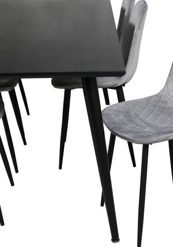 VENTURE DESIGN Polar Diamond spisestuestol - gr velur og sort metall