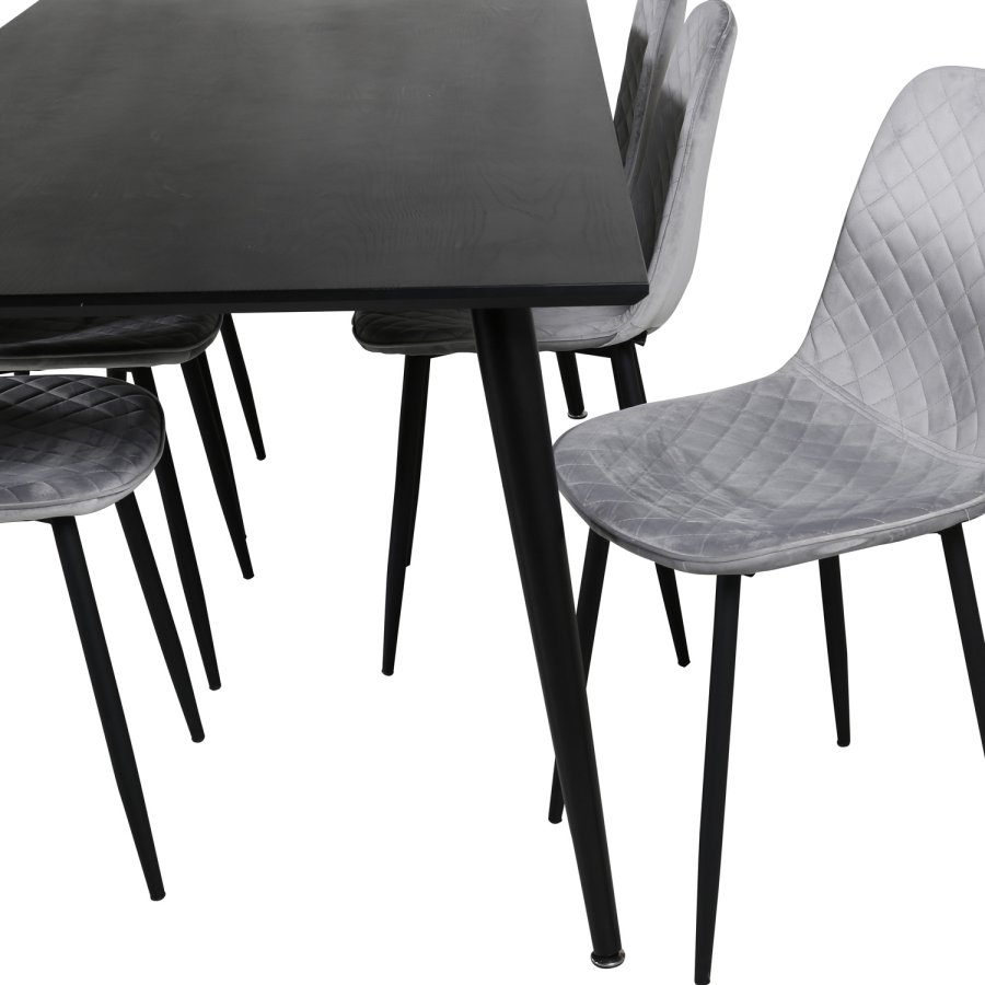 VENTURE DESIGN Polar Diamond spisestuestol - gr velur og sort metall