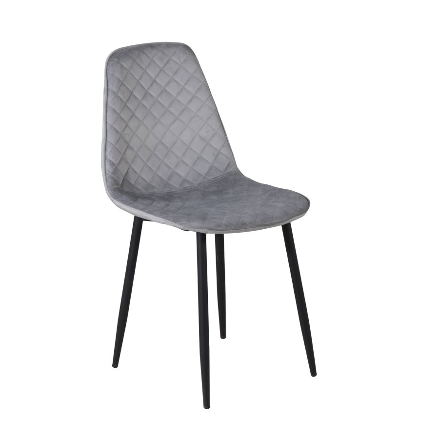 VENTURE DESIGN Polar Diamond spisestuestol - gr velur og sort metall