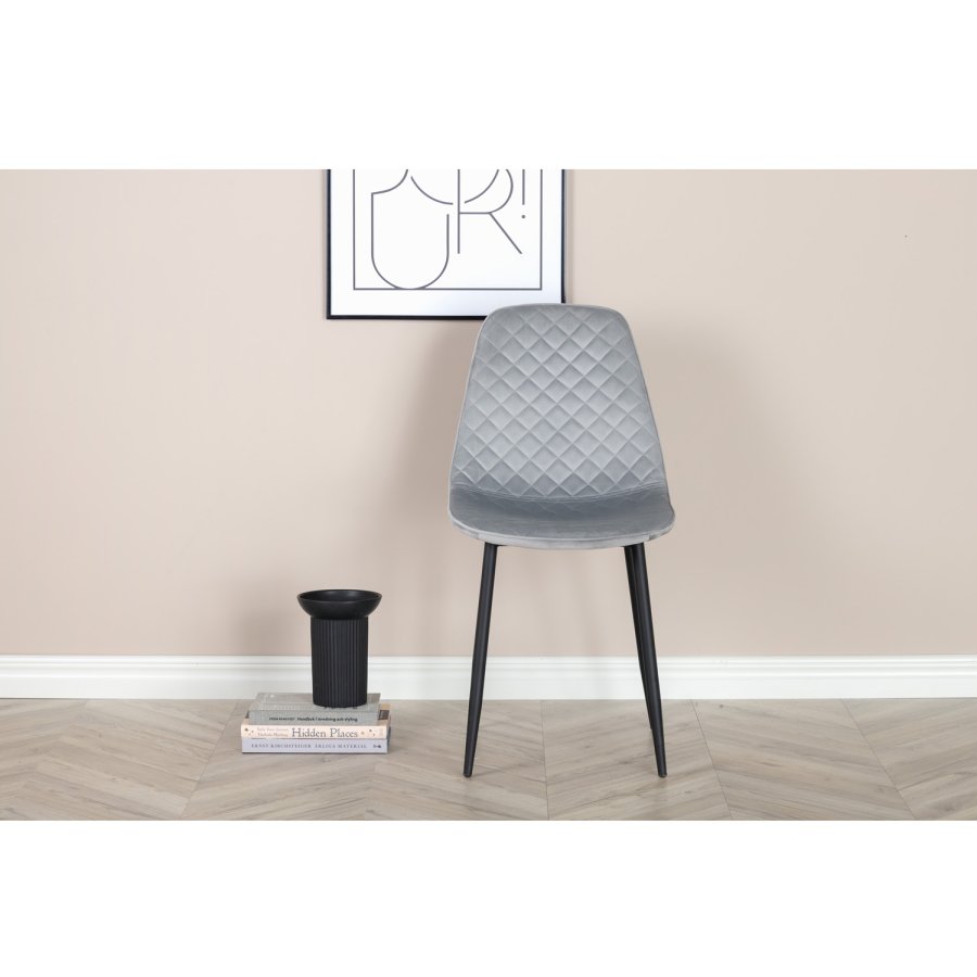 VENTURE DESIGN Polar Diamond spisestuestol - gr velur og sort metall