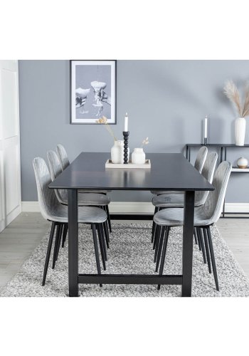 VENTURE DESIGN Polar Diamond spisestuestol - gr velur og sort metall