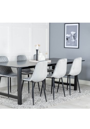 VENTURE DESIGN Polar Diamond spisestuestol - gr velur og sort metall