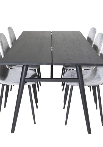 VENTURE DESIGN Polar Diamond spisestuestol - gr velur og sort metall